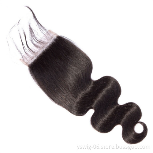 YS Wig Pre Plucked Brazilian Body Wave Lace Closure Non Remy Human Hair Closure 5x5 Lace Closure With Baby Hair